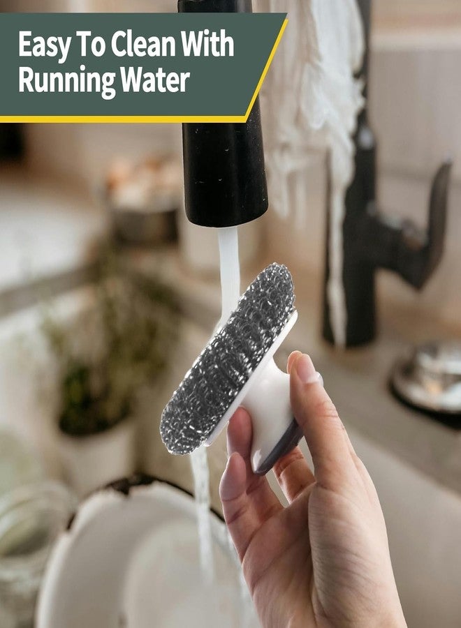 KPS Dish Washing Scrubber with Handle | Kitchen Cleaning Brush for Dishes/Pots/Pans/Sink | Cleaning Sponge for Utensils/Cookware | Non-Scratch Dish Scrubber (Pack of 2 PCs) - Image 4